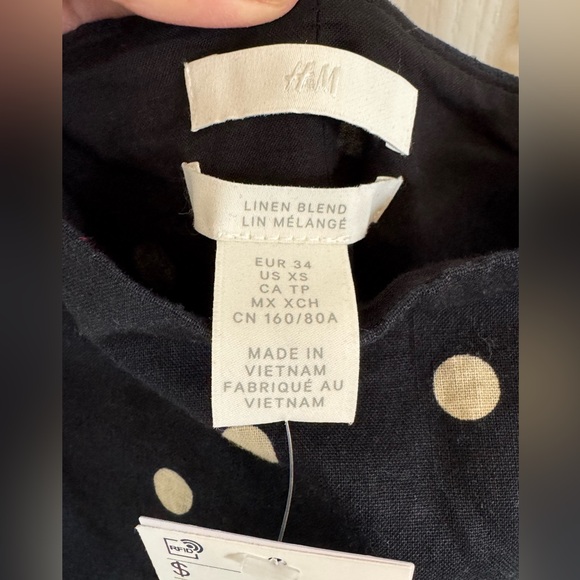 H&M - Elegant Black & White Polka Dot  Thin Strap Dress, Women’s Size XS - Picture 6 of 6